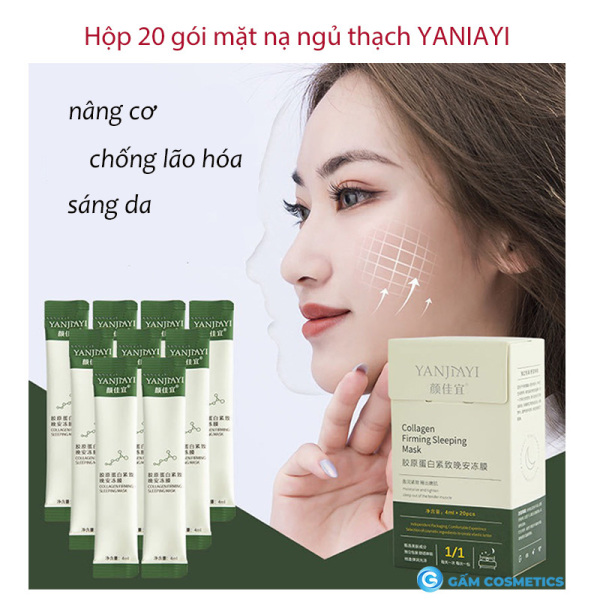 [HCM][Chính Hãng+Freeship] Hộp 20 gói mặt nạ ngủ thạch collagen Yanjiayi nâng cơ dưỡng trắng săn chắc chống lão hóa da hàng nội địa Trung