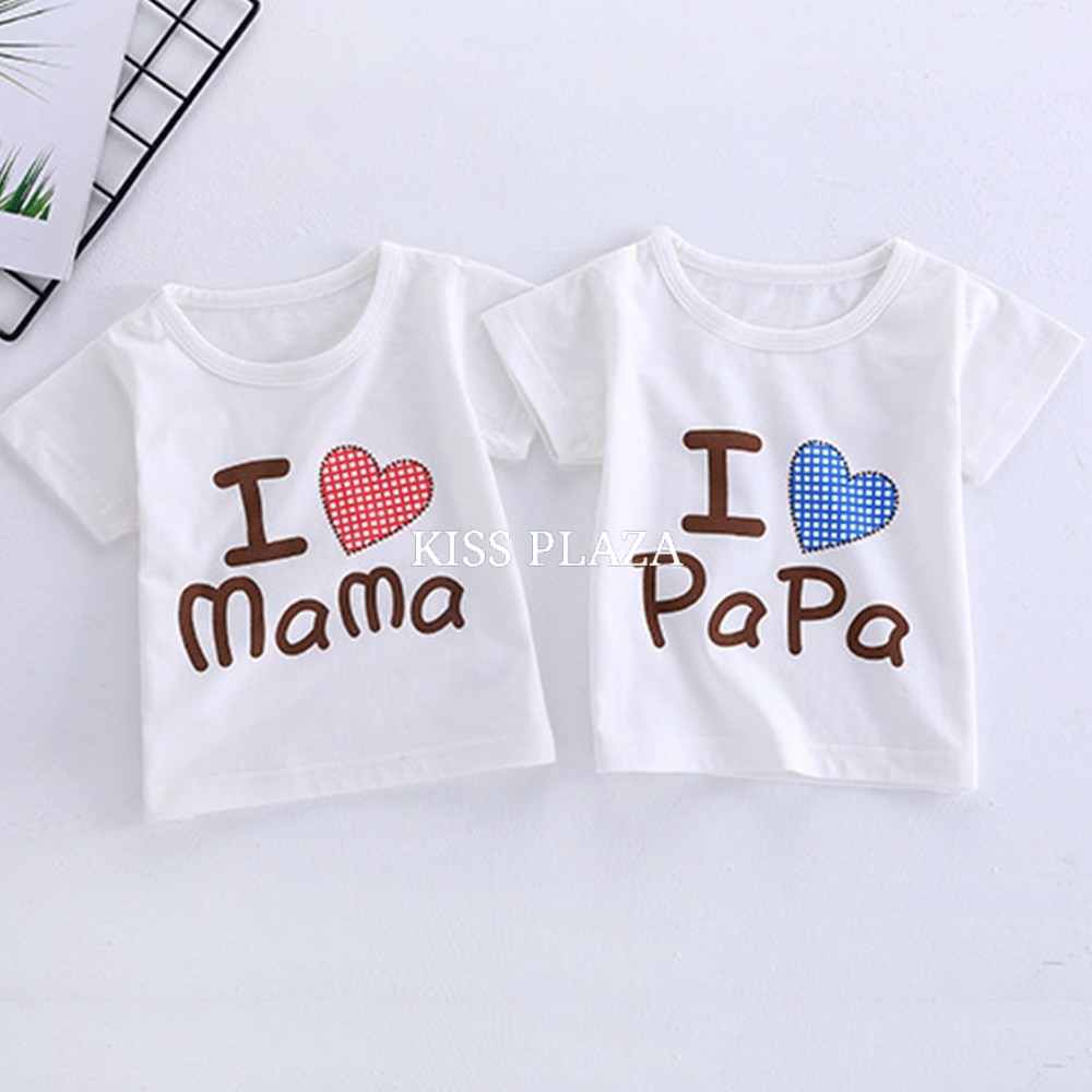 [MẪU MỚI] ÁO THUN CỘC TAY LOVE MAMA LOVE PAPA  SIÊU CUTE CHO BÉ YÊU | 8-18KG | KISS PLAZA