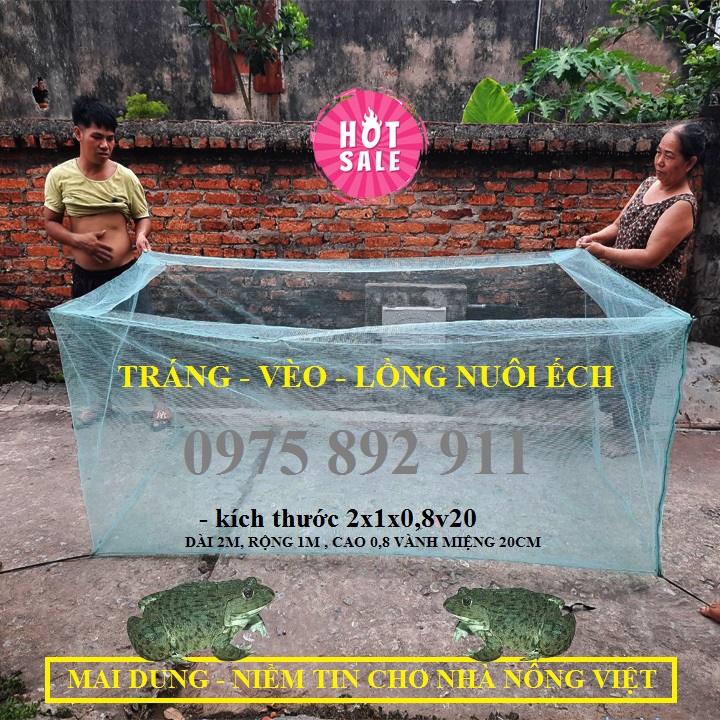 Tráng,lồng, vèo nuôi ếch 2x1x0,8v20