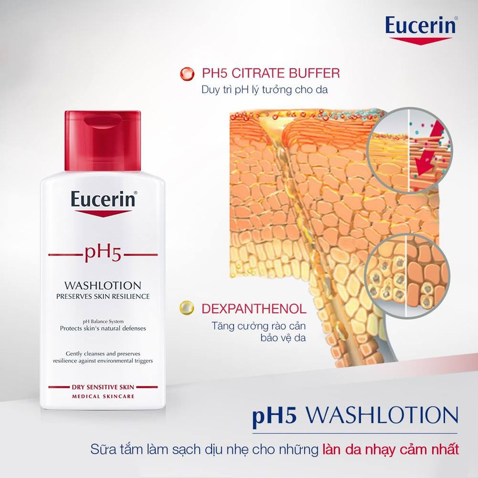 Eucerin Sữa Tắm Cho Da Nhạy Cảm pH5 Washlotion 200ml