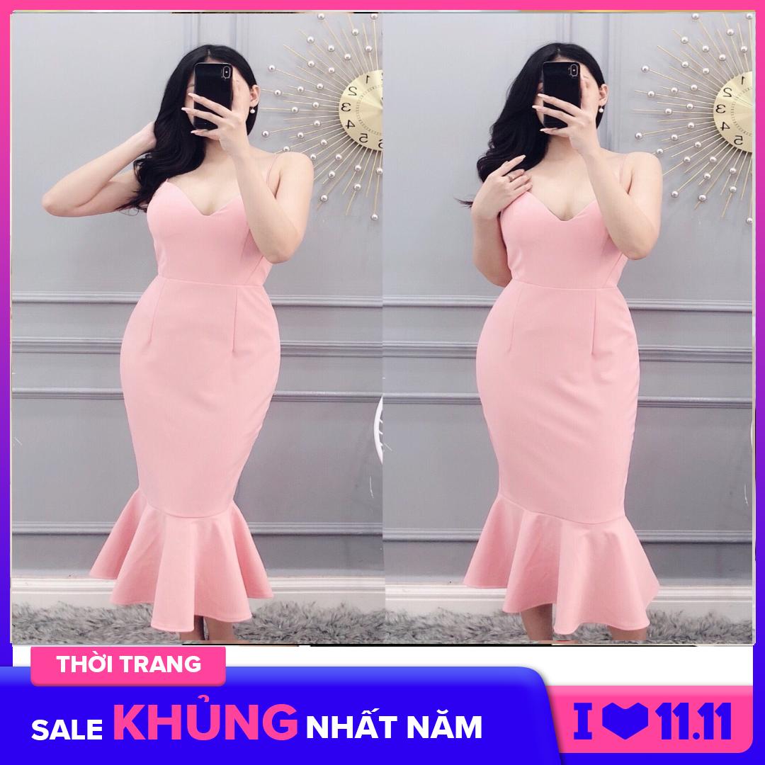 Đầm body dự tiệc 2 dây đuôi cá hàng thiết kế cao cấp