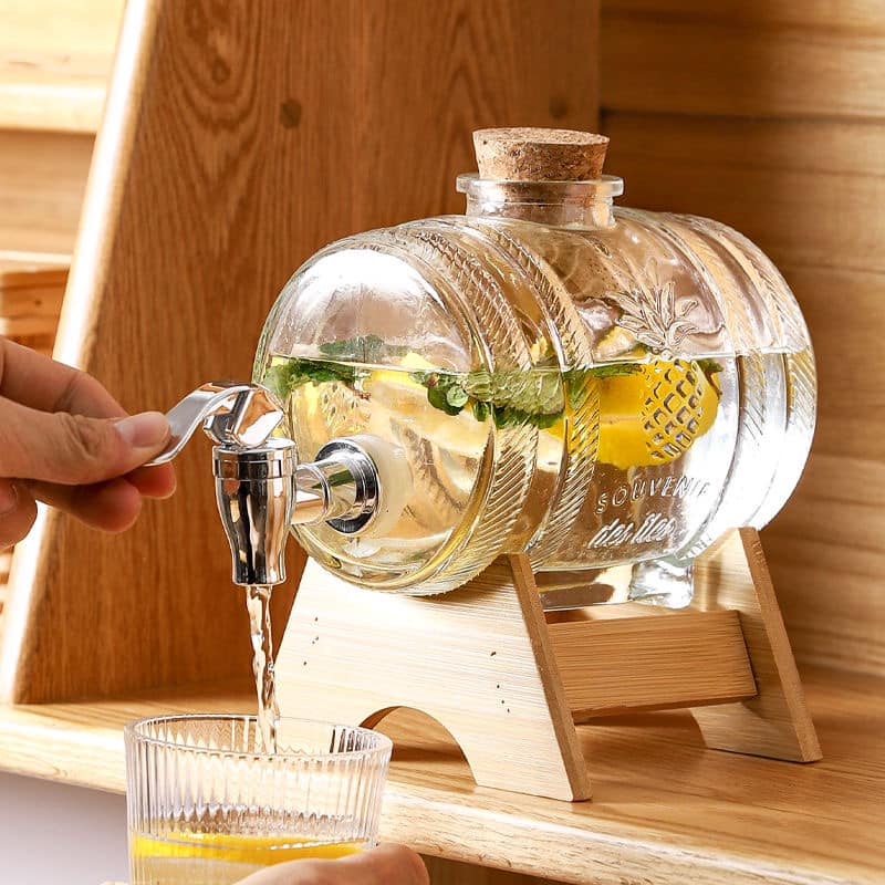 BÌNH THỦY TINH ĐỰNG RÓT RƯỢU,BÌNH ĐỰNG NƯỚC 1 lít kèm đế gỗ