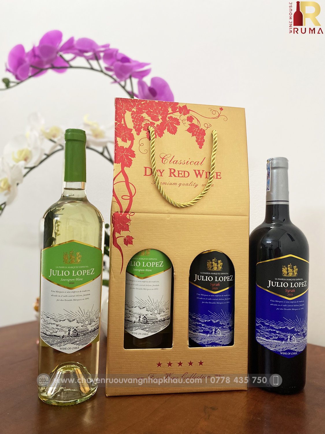 Set 2 chai vang Chile Julio Lopez nhập khẩu chính hãng - TG