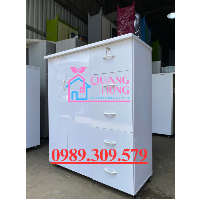 Tủ nhựa đài loan 2 cánh 5 ngăn cao cấp trắng