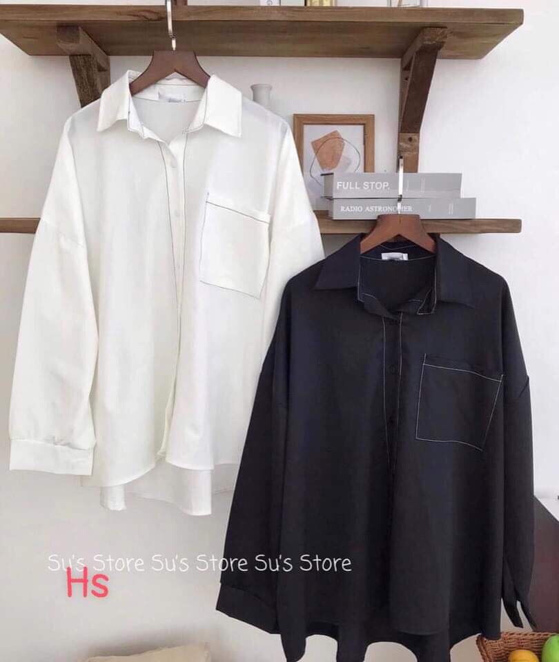 [FREESHIP] Áo sơ mi viền chỉ nổi hs