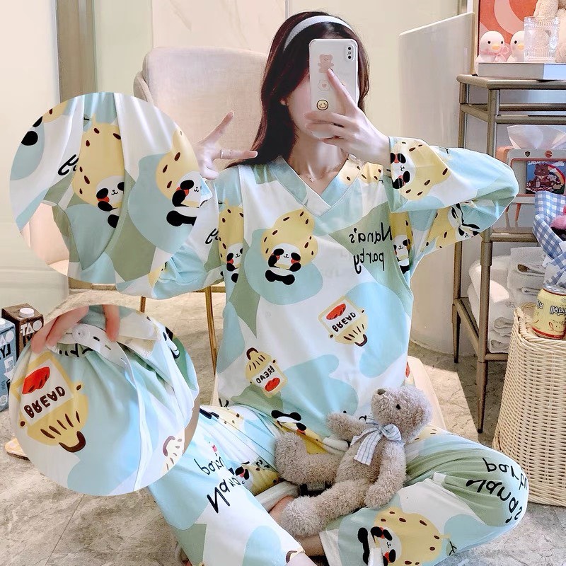 Bộ đồ bầu dài tay thu đông chất THUN SỮA mềm mại  thiết kế thông minh mẹ bầu mặc bầu và sau sinh tiện lợi BD940