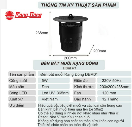 Đèn Bắt Muỗi Rạng Đông, Đèn Bắt Côn Trùng Rạng Đông