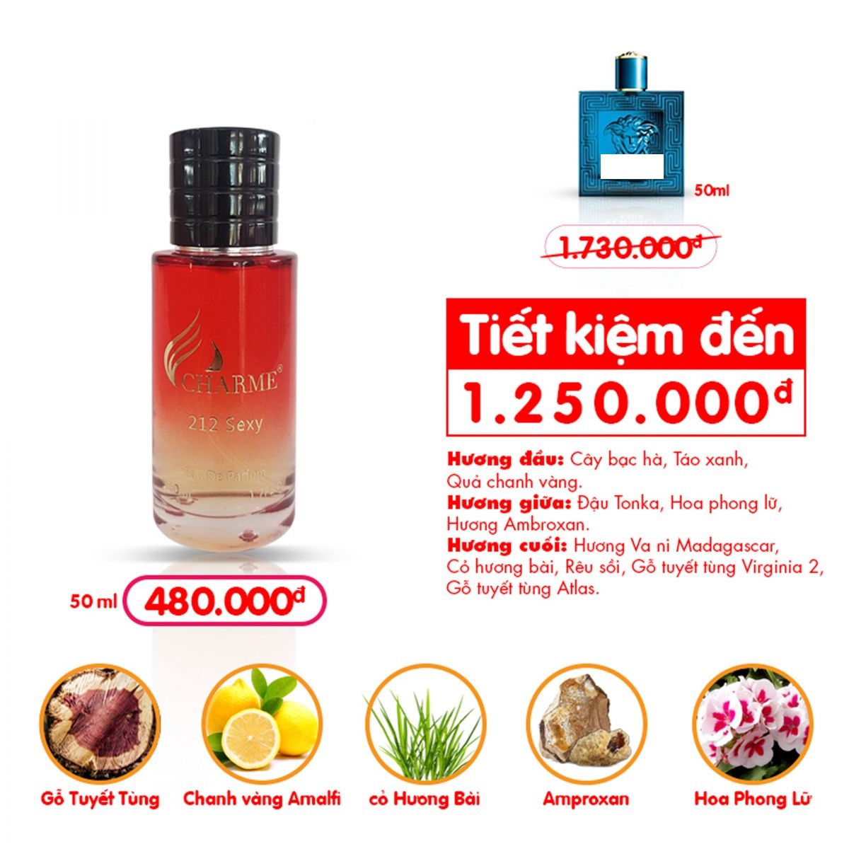 Nước Hoa Chiết CHARME 212 Sexy 10ml