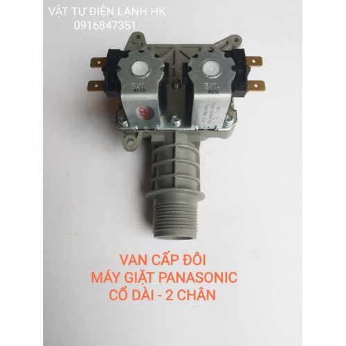 Van cấp nước máy giặt panasonic đôi cổ dài 2 chân cổng cửa pana - van pana doi co dai