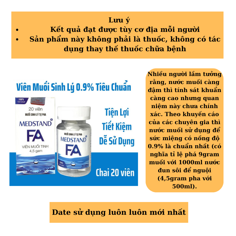 [HCM]viên muối sinh lý tự pha MEDSTAND FA 46G
