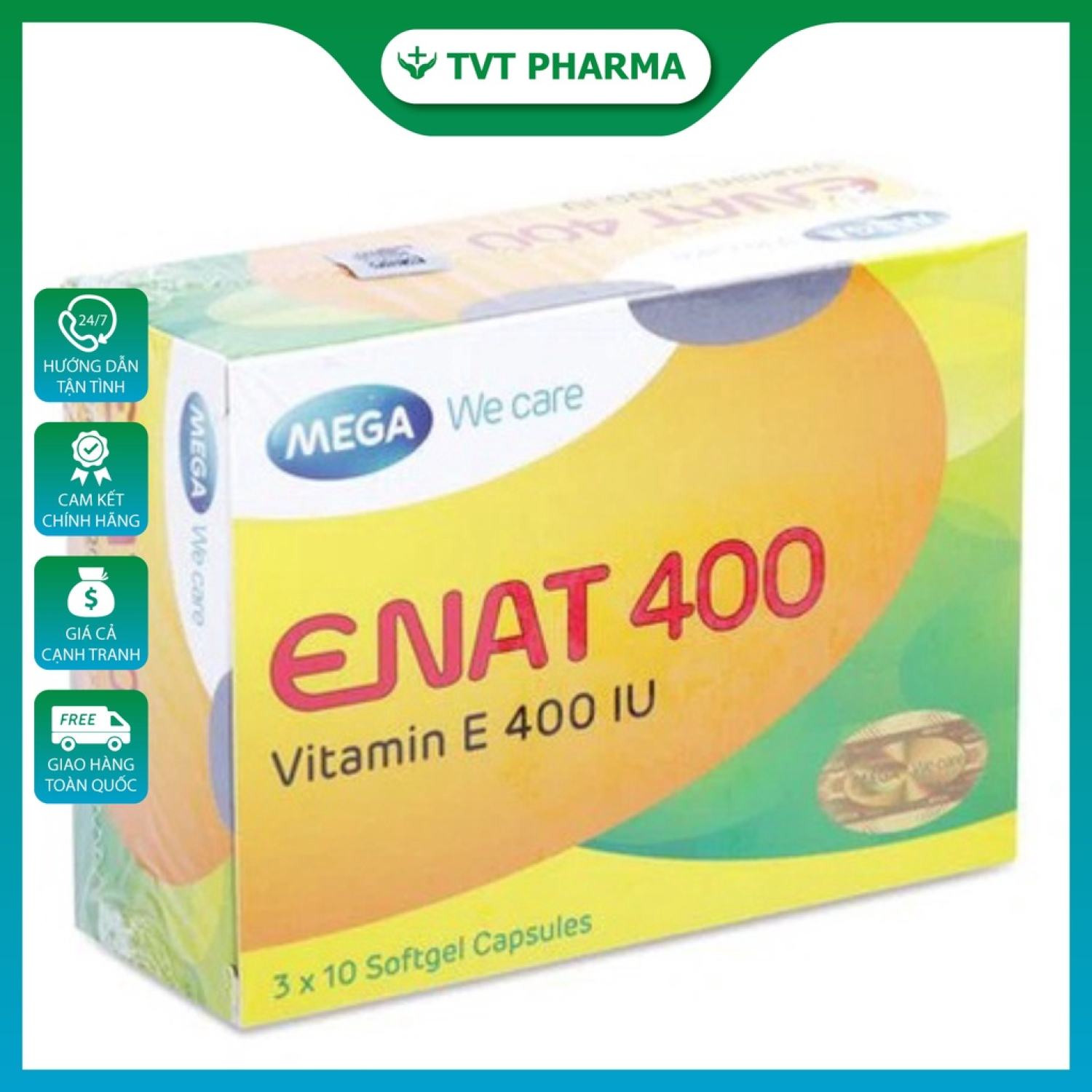 Viên uống bổ sung vitamin e enat- 400 iu mega we care
