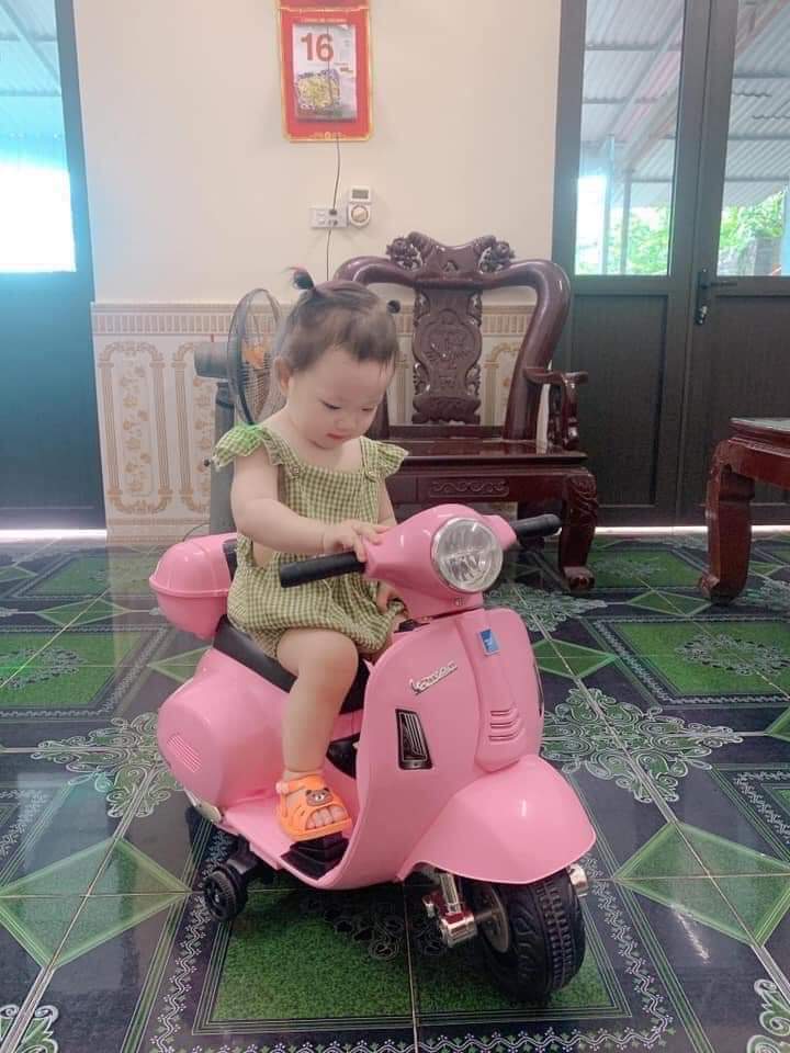 [Hoàn tiền 10%]XE MÁY ĐIỆN DÁNG VECBA CHO BÉ CÓ NHẠC, CÓ ĐÈN