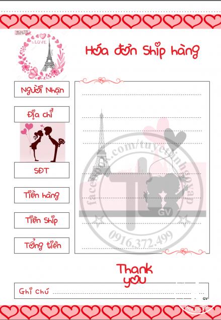 [HCM]Combo 10 hóa đơn ship hàng - đủ mẫu