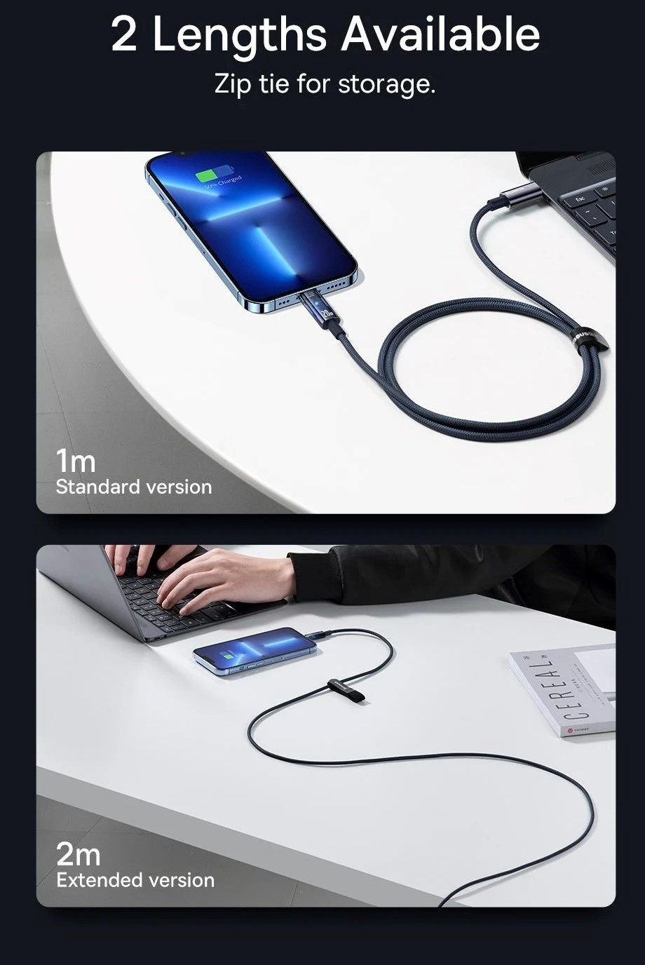 Cáp Sạc nhanh Tự Ngắt Gen2 Baseus Explorer Series cho iPhone/ iPad (Auto Power-Off, PD 20W Fast Charging Data Cable )