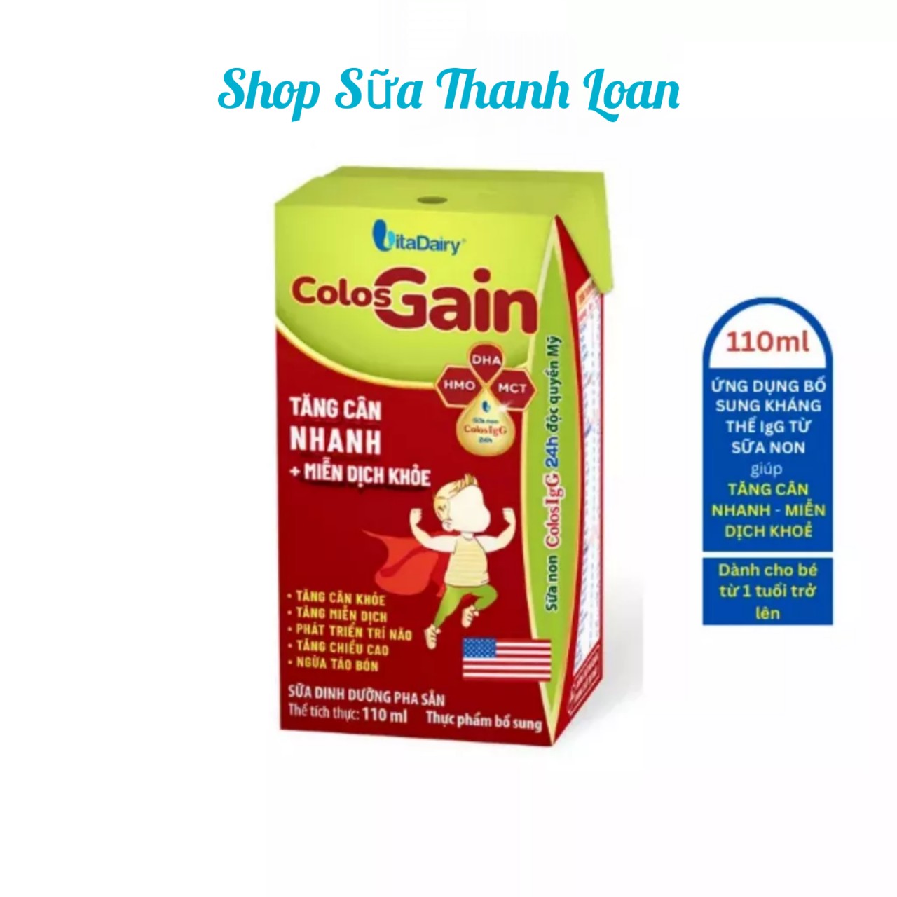 (Expiration Date November 2026) (New Model) Box of 48 Vitadairy Colos Gain Ready-To-Drink Milk Powder 110ml.