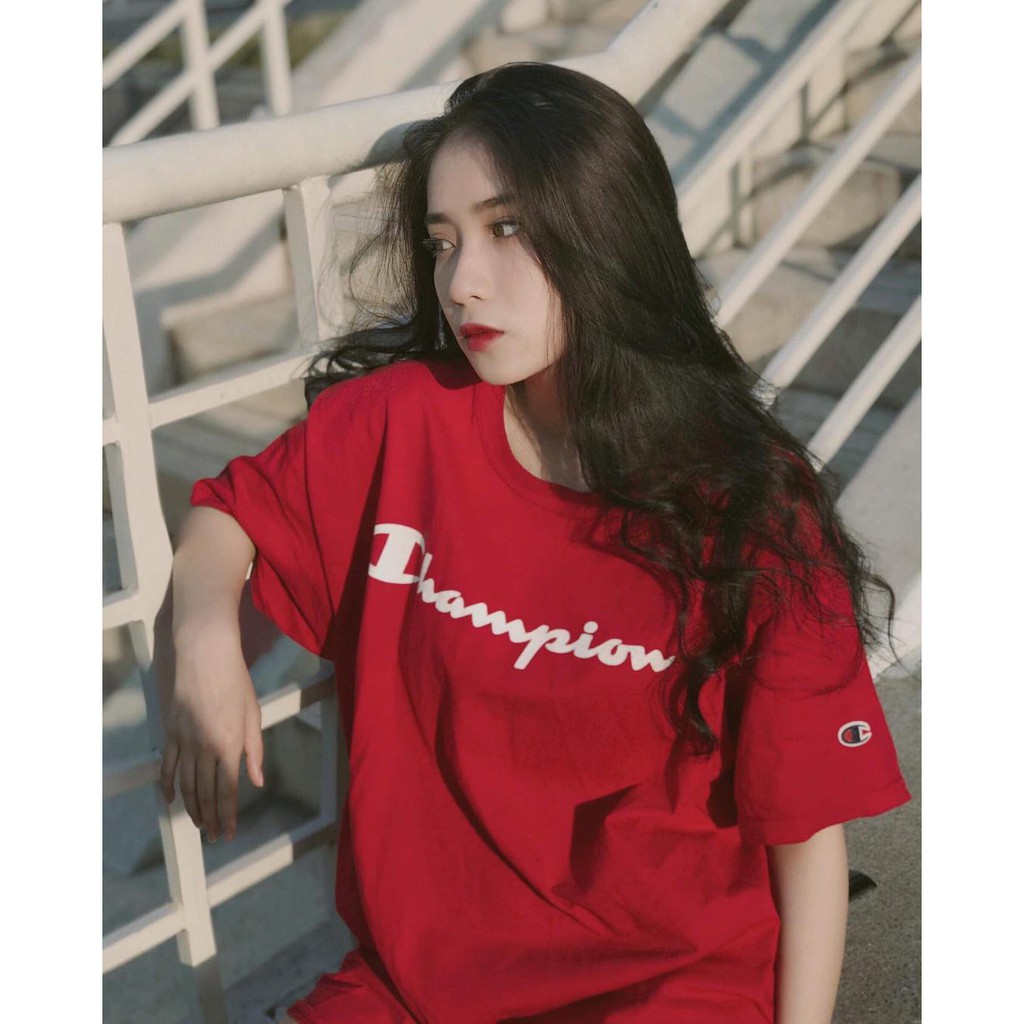 Áo champion® graphic tee red - authentic - shipped usa