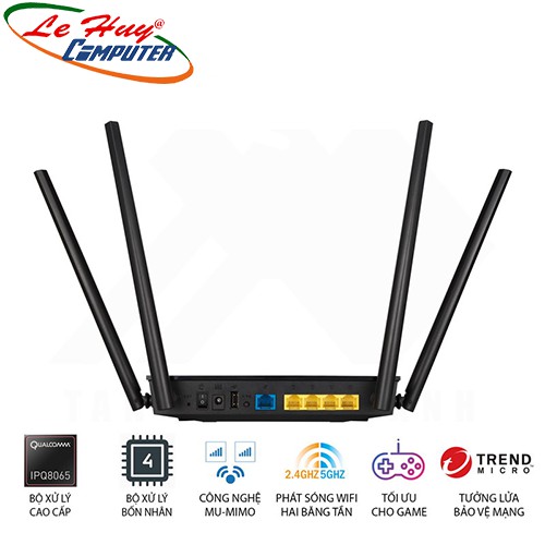 Router Wifi Asus Rt-Ac1500Uhp (Dũng Sĩ Xuyên Tường) Ac1500 Mu-Mimo, Parental Control