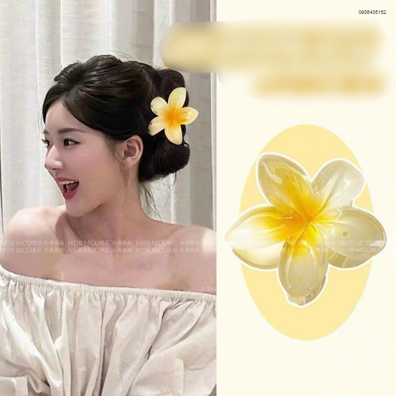 Kẹp tóc hình hoa sứ, kẹp tóc sau hình hoa siêu dễ thương