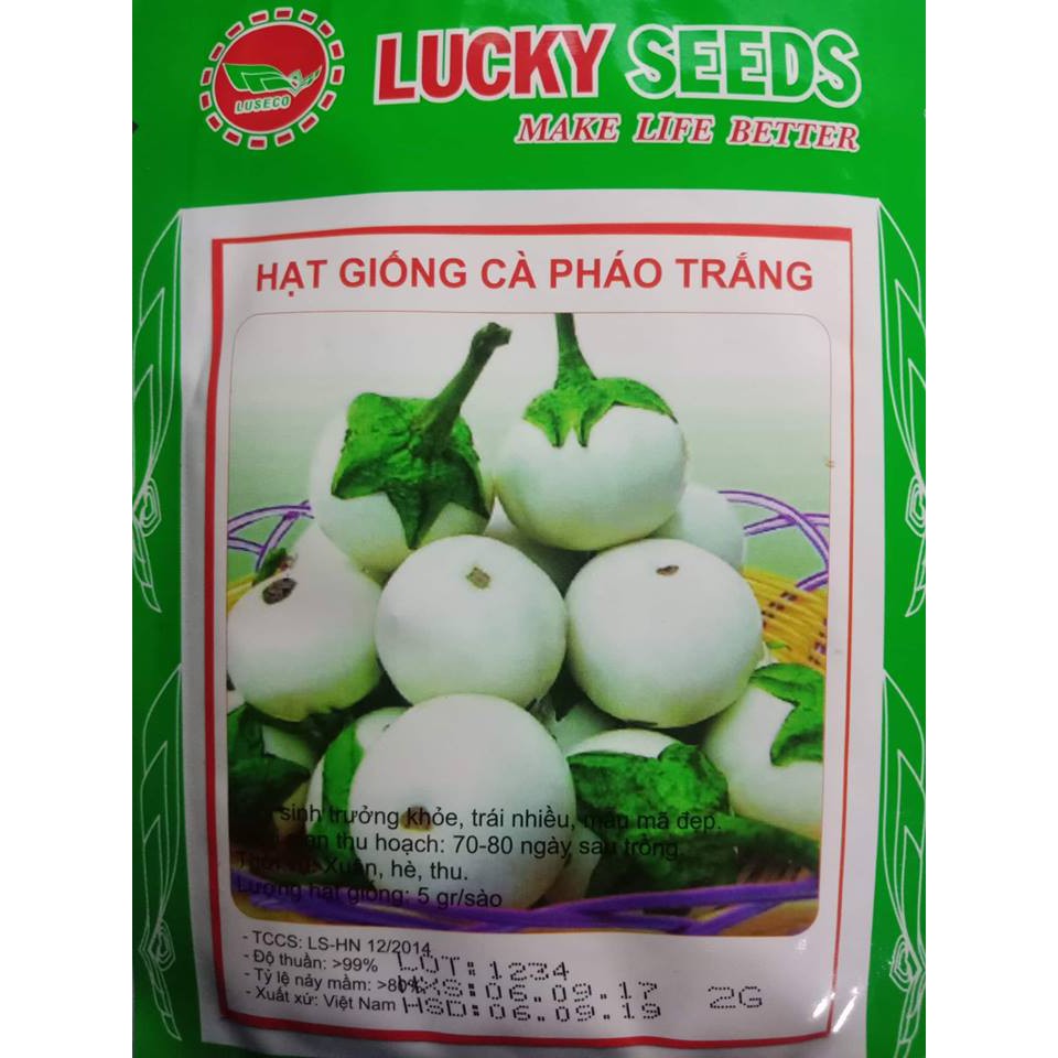 Hạt giống cà pháo trắng LUCKY SEEDS-2gr