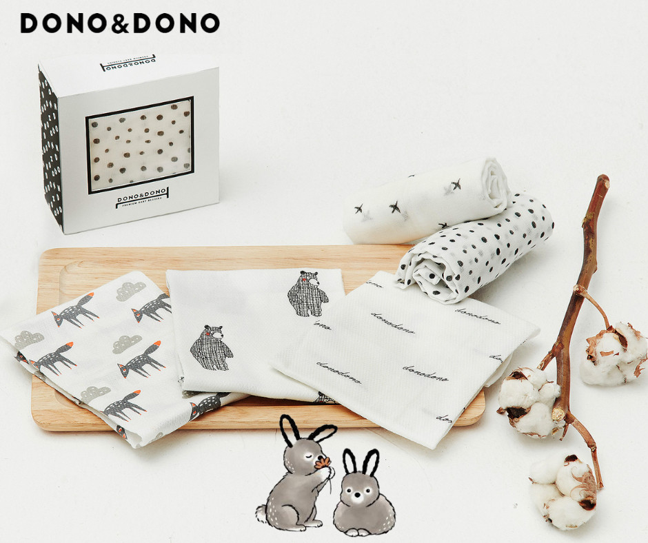 Khăn Sữa Hàn Quốc DONODONO Cho Bé Set 10 Khăn
