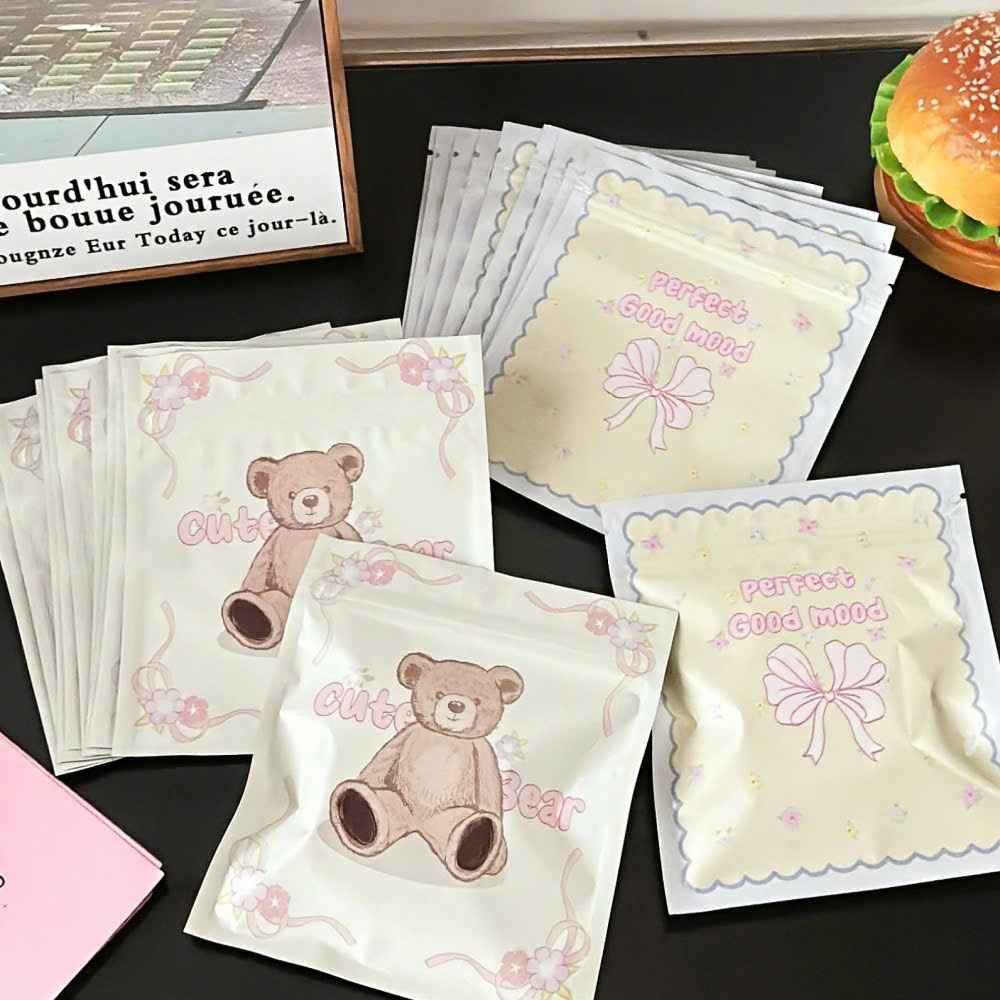(CC - HCM) SET 10 TÚI ZIP GẤU NƠ CUTE SIZE 13*15CM EVE Story