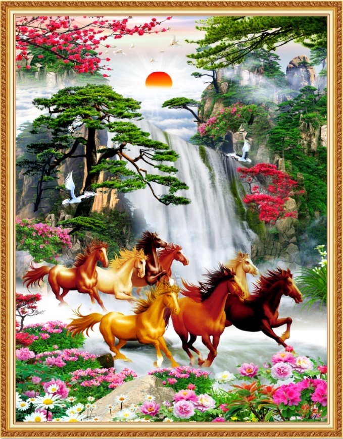 Tranh dán tường VTC Mã đáo thành công UD1187K kim sa khổ dọc