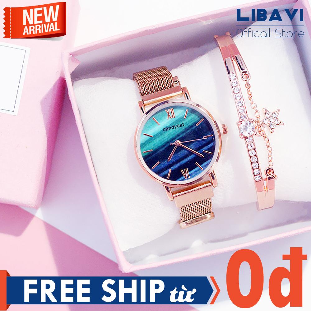 Đồng hồ nữ Candycat C40, đồng hồ mặt tròn, chạy 3 kim, dây đeo lưới kim loại nam châm, bảo hành 6 tháng, kháng nước chống trầy nhẹ (5 màu)