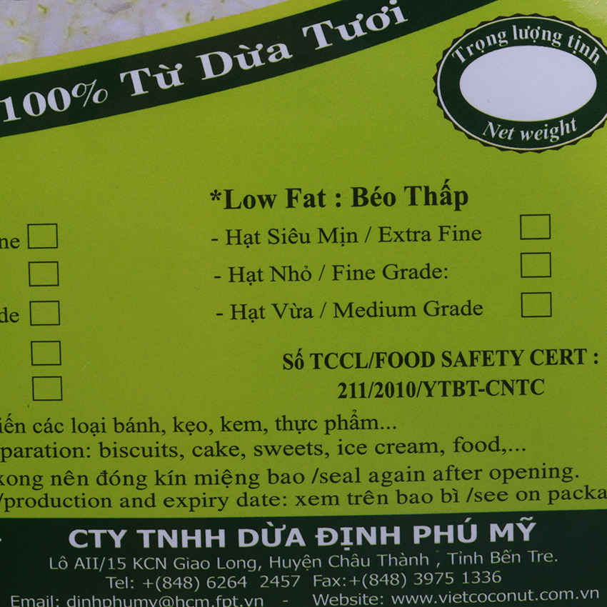 CƠM DỪA SẤY KHÔ FINE 1KG (HẠT MỊN)