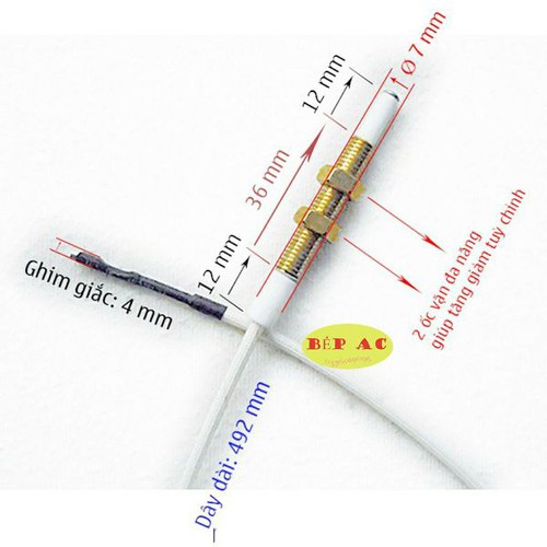 Dây kim sứ đánh lửa bếp ga âm