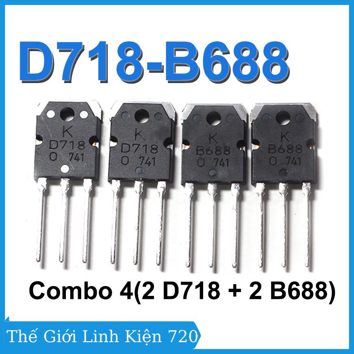 Combo 4 con Transistor D718 và B688 TO247 TRANS NPN / PNP 8A 120V