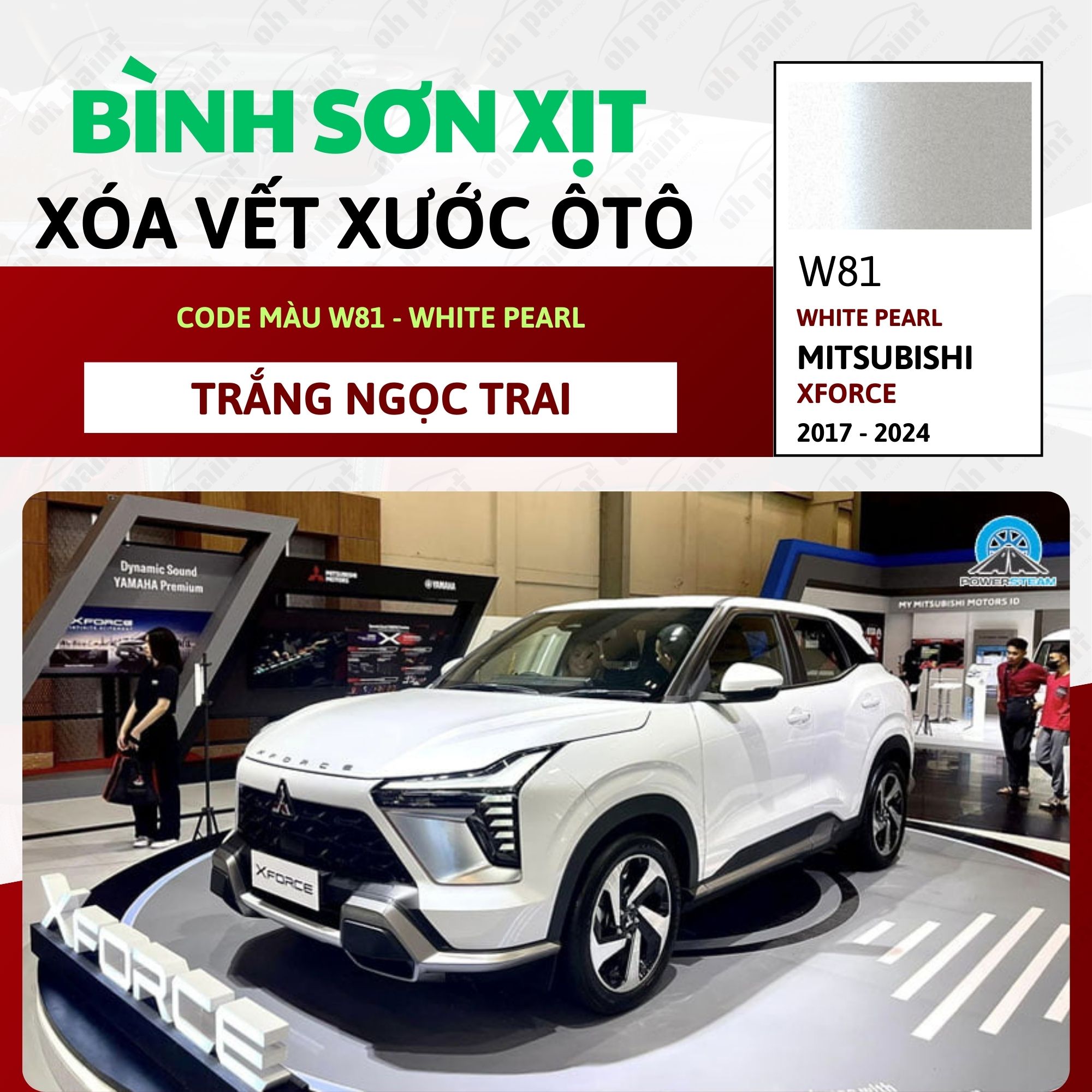 Sơn Xịt Xóa Vết Xước Cho Xe MITSUBISHI XFORCE Màu TRẮNG NGỌC