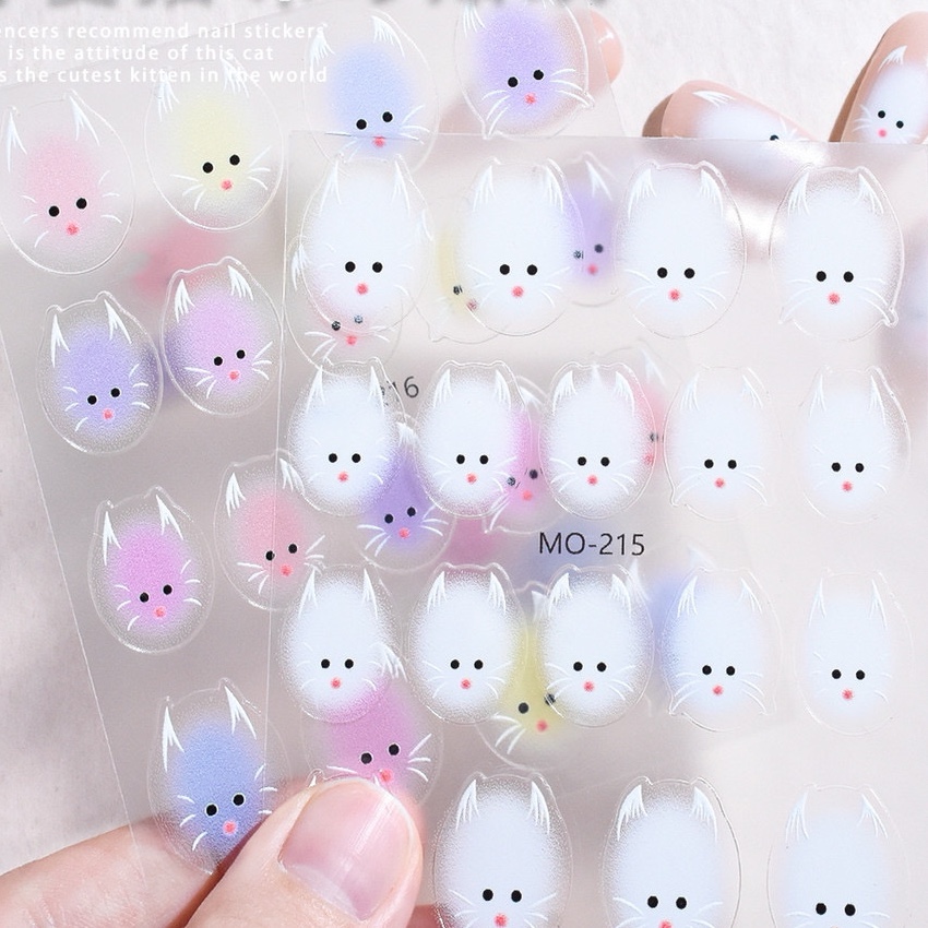 Sticker lụa mẫu mèo dán móng siêu xinh chuyên dùng làm nail