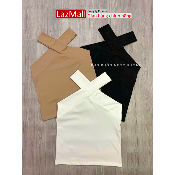 Áo yếm 2 dây cổ chéo, áo croptop thiết kế dây đan chéo cổ quyến rũ cho nữ