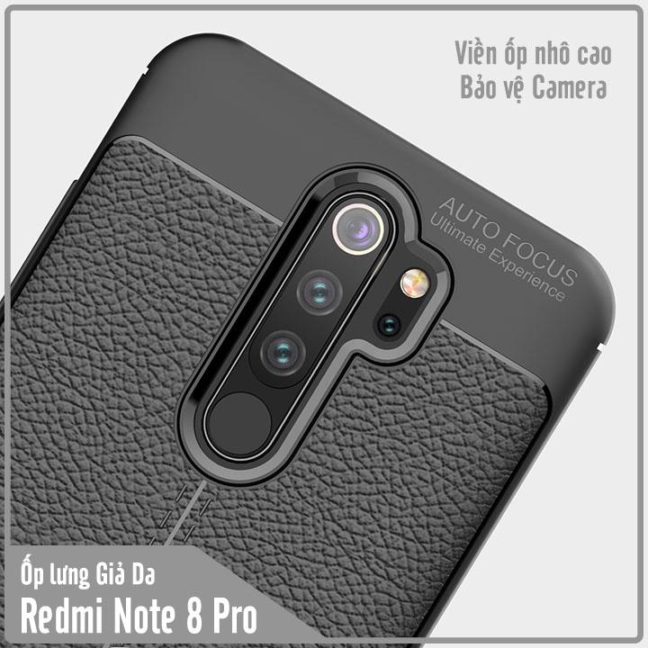 Ốp lưng cho Xiaomi Redmi Note 8 Pro Giả da chống sốc Auto Focus