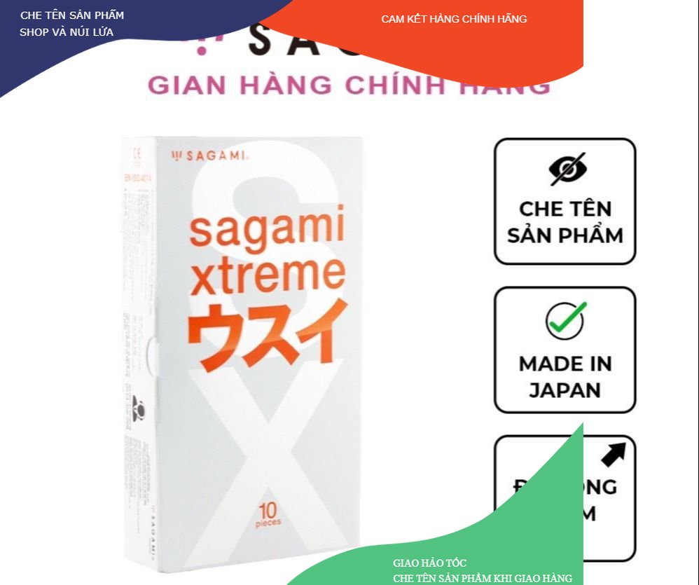 Bao cao su Sagami Cực Siêu mỏng Xtreme Super Thin, 10 cái