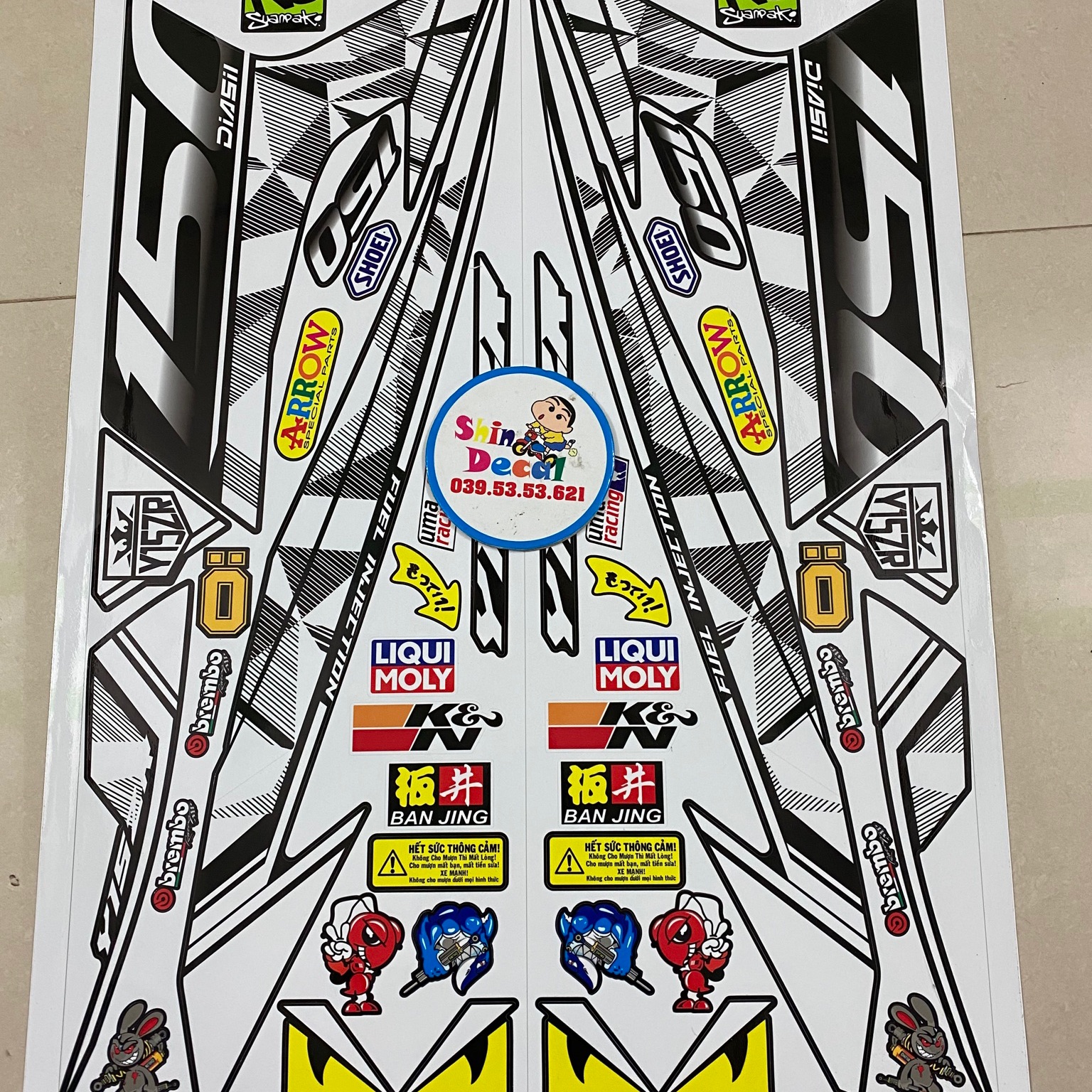 [ QUÍ KHÁCH VUI LÒNG MANG TEM RA TIỆM CHO THỢ DÁN] TEM RỜI yamaha exciter 150 tam giác trắng đen