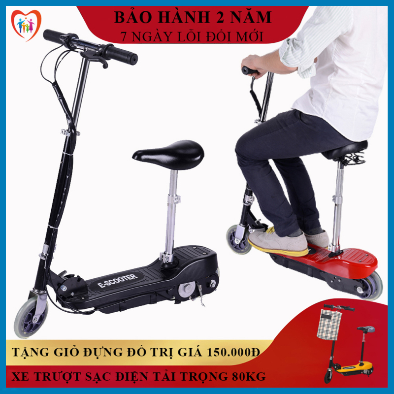 Giá bán Xe điện mini E-SCOOTER động cơ khoẻ trọng tải 65kg có sạc pin tặng giỏ đựng đồ treo tiện lợi ( Bảo hành 2 năm lỗi 1 đổi 1 trong 7 ngày )