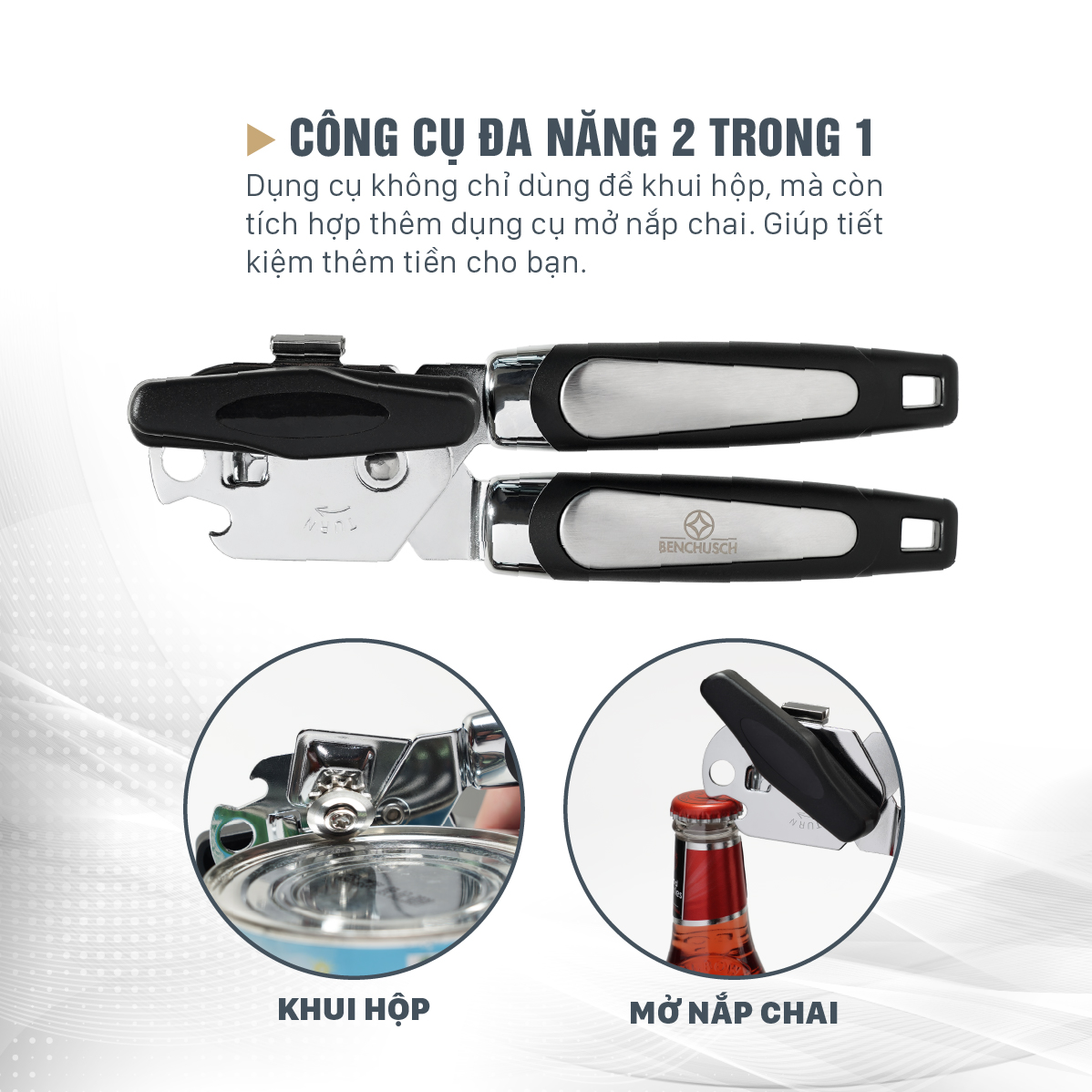 Benchusch Multipurpose Can Opener - Heavy Duty with Stainless Steel