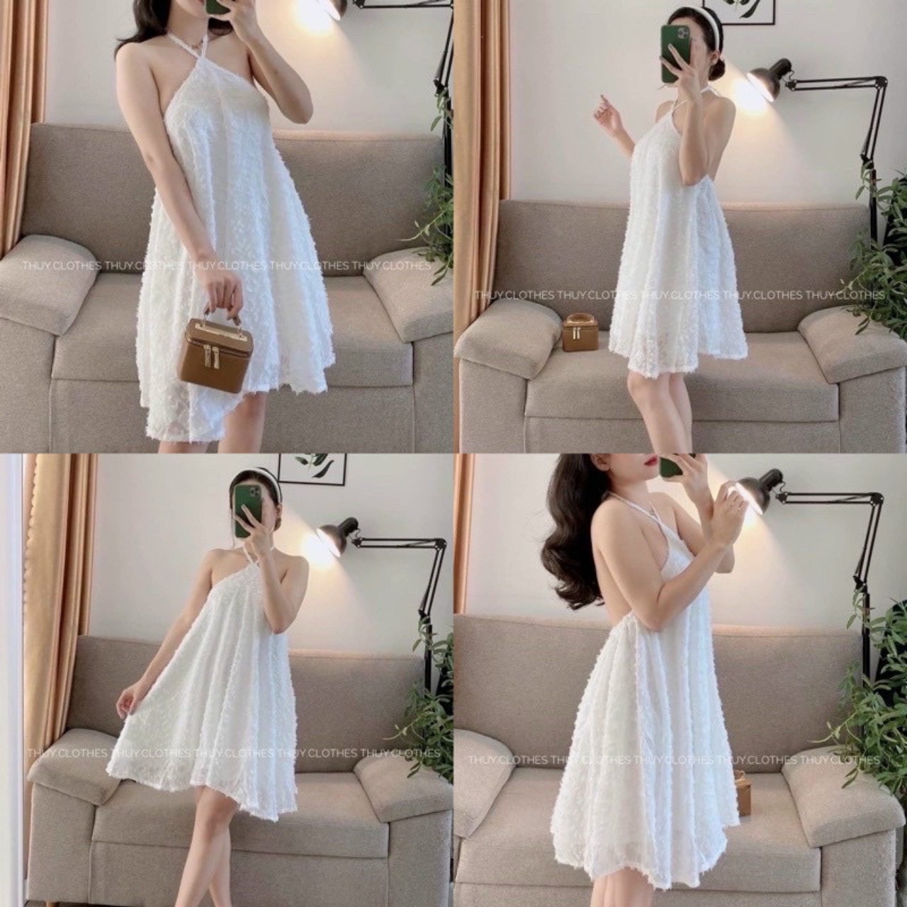 Đầm ren cổ yếm 2 DÂY chất ren lông dáng xòe 2 lớp màu  TRẮNG- đầm babydoll nữ dáng xòe, đầm nữ xòe, váy nữ học sinh đi học kỷ yếu dự tiệc đi biển dễ thương, đầm công chúa tiểu thư hàn quốc, AMME SHOP