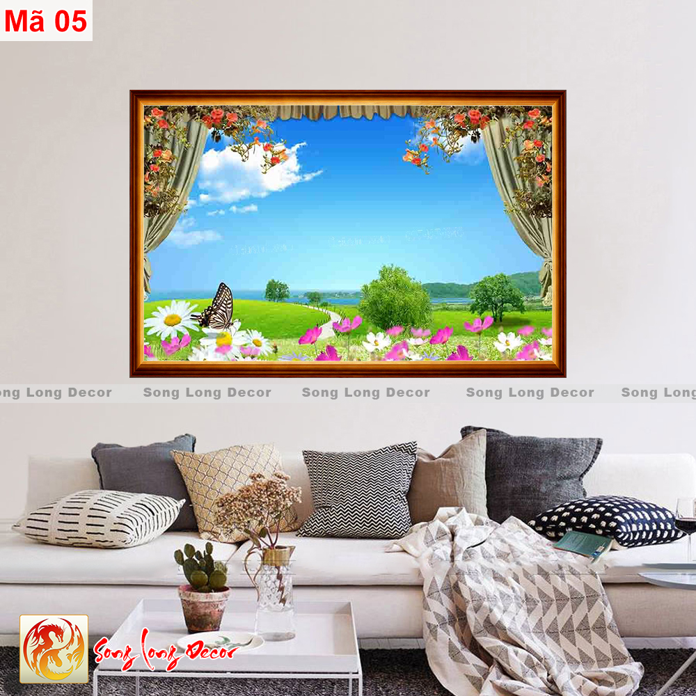 [THANH LÝ SẢ KHO] Tranh dán tường 3d - Tranh Cửa Sổ - Tranh 3D Cửa Sổ - Giấy dán tường 3d - Song Long Decor - CS1