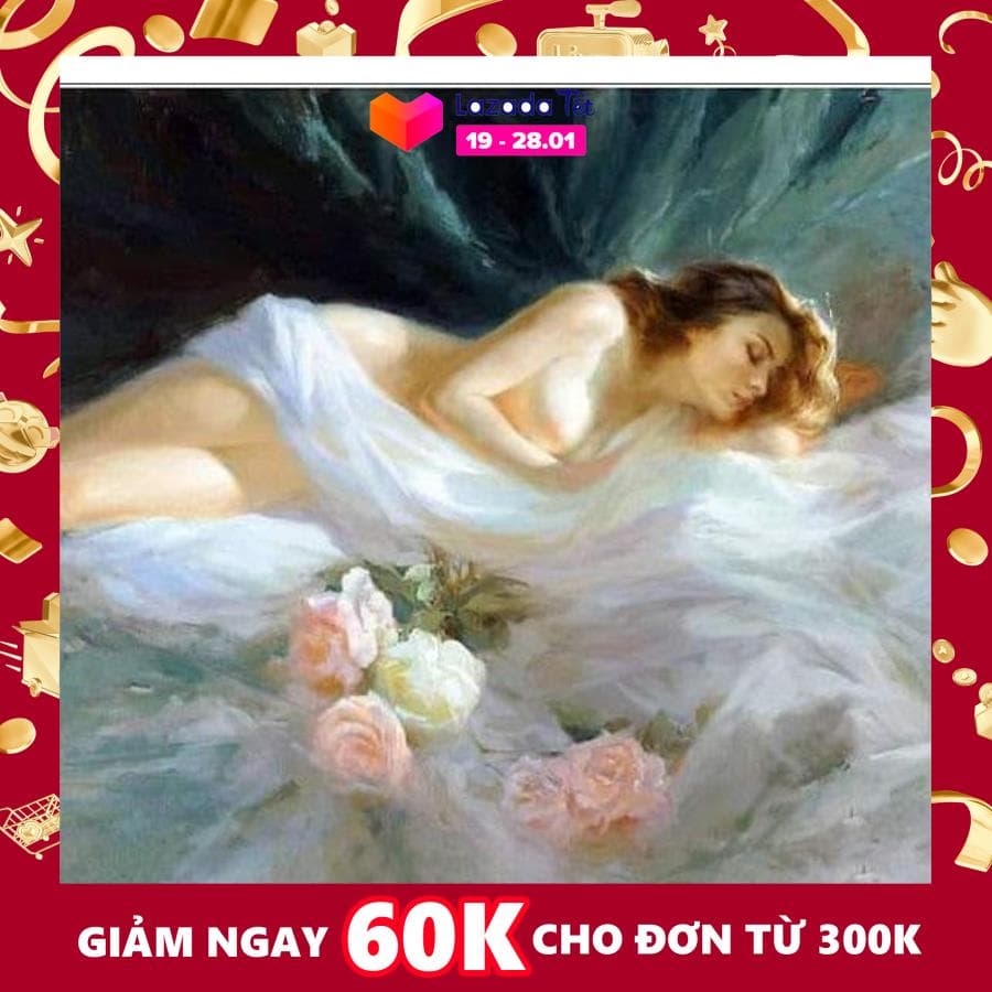 Tranh in canvas VTC Mỹ nhân MN-001 KT 60 x 50 cm