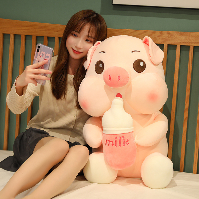 Gấu bông heo ôm sữa size lớn 50cm heo đáng yêu hàng cao cấp ảnh thật
