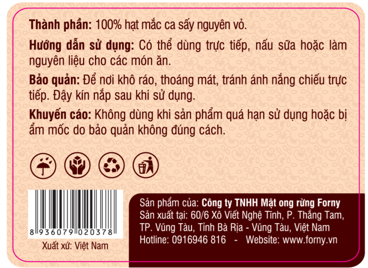 Hạt Mắc Ca Forny With Nuts gói 500g