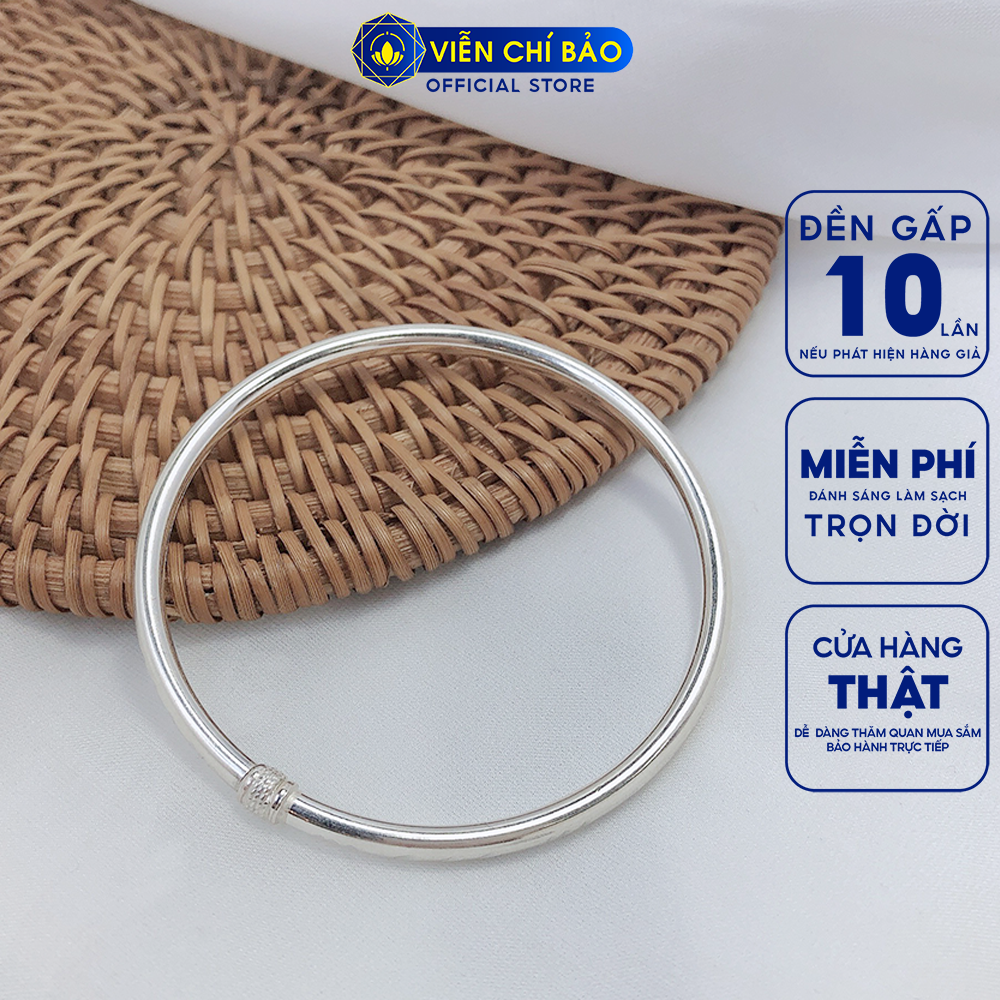 Lắc tay bạc nữ khóa chốt viền phay, vòng tay nữ bạc 925 thời trang phụ kiện trang sức nữ Viễn Chí Bảo L400389