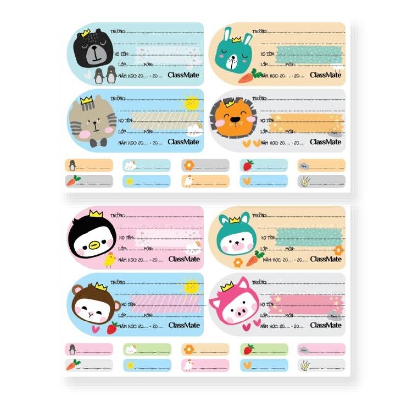 Combo 2 tập nhãn vở classmate cartoon cl-nt222