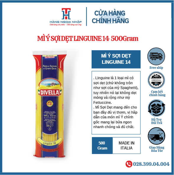 [HCM]Mì Ý Sợi Dẹt Linguine 14 Divella 500g