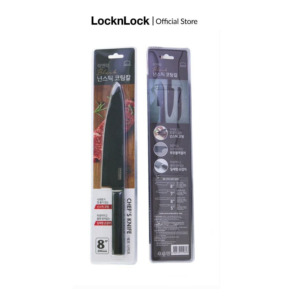 [Duy nhất 23.8 - Mua ngay] Dao nhà bếp Chefs Knife dài 330 mm bằng thép không gỉ Lock&Lock CKK311 - Màu đen - Hàng chính hãng