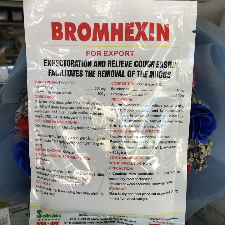 Long đờm Bromhexine Sakan gói 100g