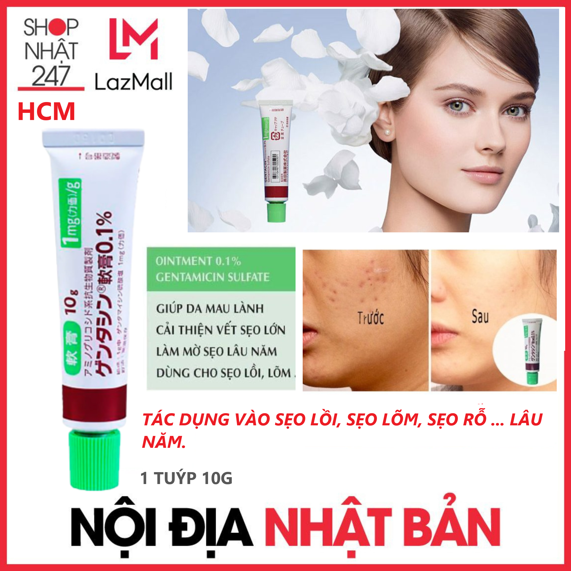 Kem làm mờ sẹo gentacin ointment 0.1% nội địa nhật bản