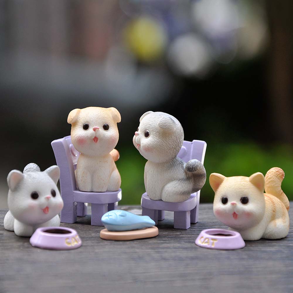 TESDFD Cartoon Naughty Home Decoration Kitten Resin Craft DIY Ornament Small Statue Figurines Miniatures